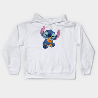 Blue Alien Holding an Awareness Ribbon (Orange) Kids Hoodie